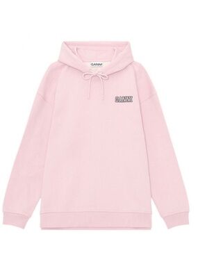 Ganni Dusty Pink Oversized Hoodie with Logo